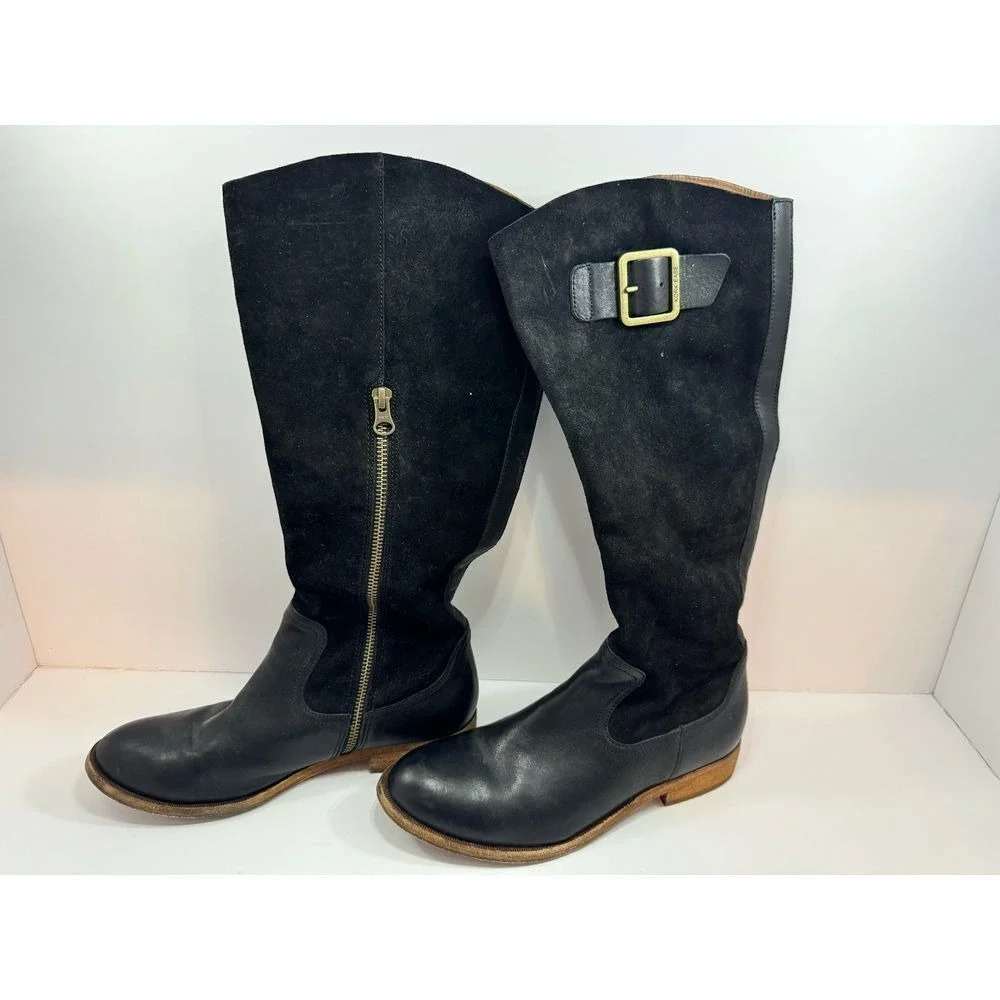 Kork Ease Suede Leather Riding Boot SZ 7 Black